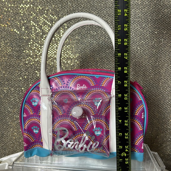 Barbie small glitter bowler bag purse clear pocket double zip top handbag - Picture 2 of 10